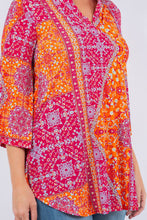 Multi Rust Scarf Print V Neck Tunic Top