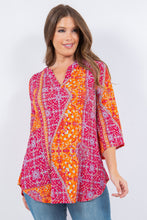 Multi Rust Scarf Print V Neck Tunic Top