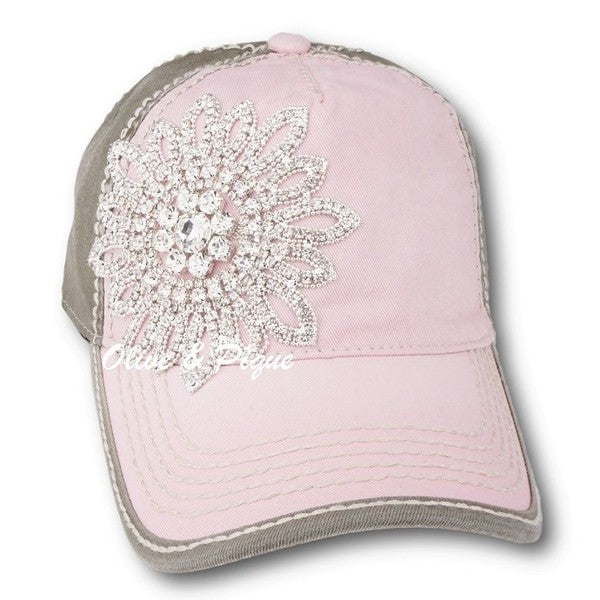 Light Pink/Moss Glass Crystal Ball Cap