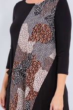 Multi Print Contrast Midi Dress Pocket Detail