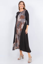 Multi Print Contrast Midi Dress Pocket Detail