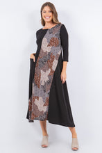 Multi Print Contrast Midi Dress Pocket Detail