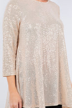 Cream Shimmer Threaded 3/4 Tunic Top