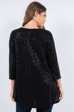 Black Shimmer Threaded 3/4 Tunic Top