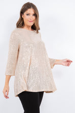 Cream Shimmer Threaded 3/4 Tunic Top