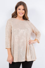 Cream Shimmer Threaded 3/4 Tunic Top