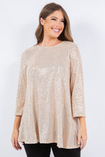 Cream Shimmer Threaded 3/4 Tunic Top