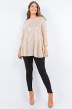 Cream Shimmer Threaded 3/4 Tunic Top
