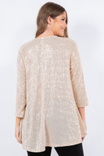Cream Shimmer Threaded 3/4 Tunic Top