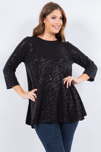 Black Shimmer Threaded 3/4 Tunic Top