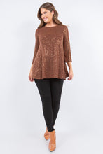 Copper Bronze Shimmer Threaded 3/4 Tunic Top