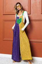 Purple/Green/Must Sequin Mardi Gras Overalls