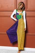 Purple/Green/Must Sequin Mardi Gras Overalls