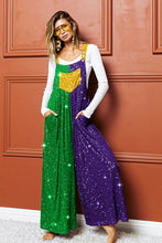 Purple/Green/Must Sequin Mardi Gras Overalls