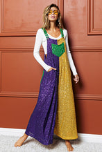 Purple/Green/Must Sequin Mardi Gras Overalls