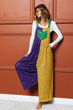 Purple/Green/Must Sequin Mardi Gras Overalls