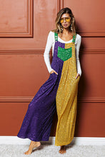 Purple/Green/Must Sequin Mardi Gras Overalls