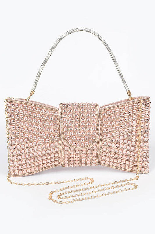 Rose Gold Rhinestone Ribbon Party Handle Bag