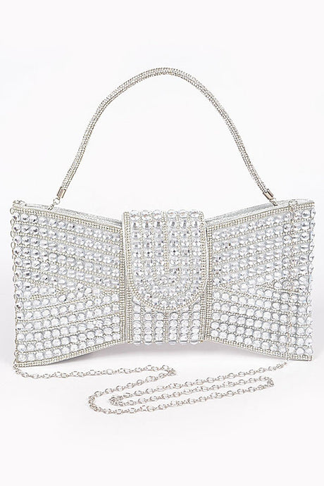 Silver Rhinestone Ribbon Party Handle Bag