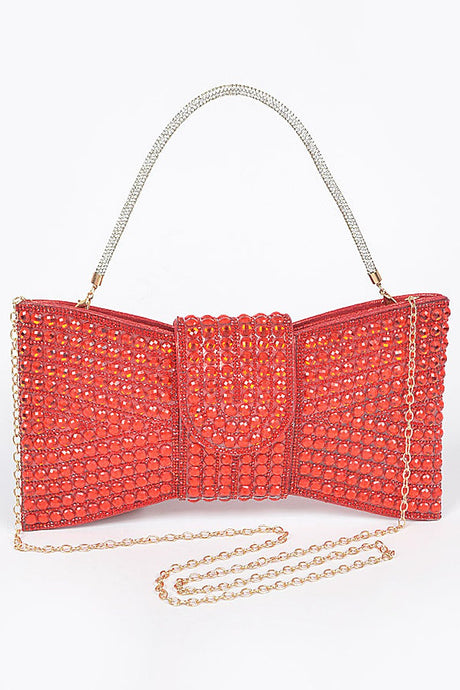 Red Rhinestone Ribbon Party Handle Bag