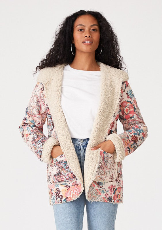 paisley print hooded jacket