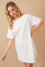 White Cotton Jersey Sprinkle Loose T Shirt Dress