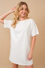 White Cotton Jersey Sprinkle Loose T Shirt Dress