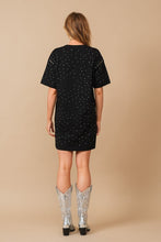 Black Cotton Jersey Sprinkle Loose T Shirt Dress