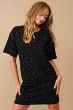 Black Cotton Jersey Sprinkle Loose T Shirt Dress