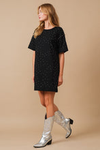 Black Cotton Jersey Sprinkle Loose T Shirt Dress