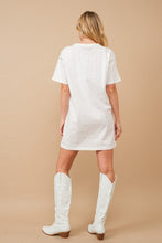 White Cotton Jersey Sprinkle Loose T Shirt Dress