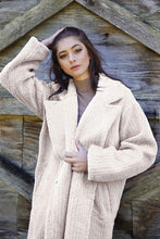 Oatmeal Side Pocket Collar Fur Coat