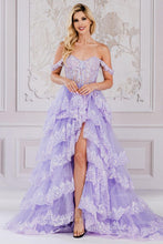 Lilac Off-Shoulder Embellished Mesh Corset Top Dress