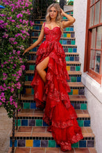 Red Off-Shoulder Embellished Mesh Corset Top Dress