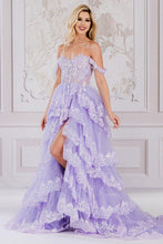 Lilac Off-Shoulder Embellished Mesh Corset Top Dress