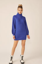 Royal Blue Turtleneck Sweater Mini Dress