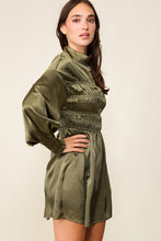 Dark Olive Smocking Detail Dress