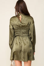 Dark Olive Smocking Detail Dress