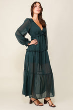 Hunter Green Boho Tiered Maxi Dress