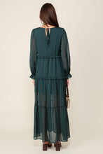 Hunter Green Boho Tiered Maxi Dress