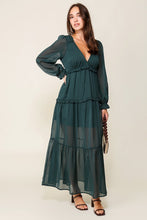 Hunter Green Boho Tiered Maxi Dress