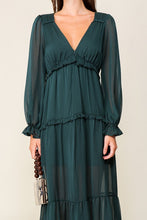Hunter Green Boho Tiered Maxi Dress