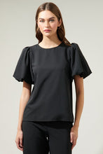Black Solara Bubble Sleeve Blouse
