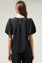 Black Solara Bubble Sleeve Blouse