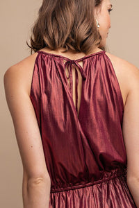 Metallic Drawstring Waist Jumpsuit