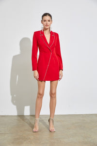 Flame Red Blazer Detail Dress