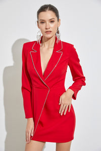 Flame Red Blazer Detail Dress