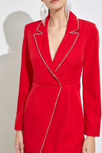 Flame Red Blazer Detail Dress