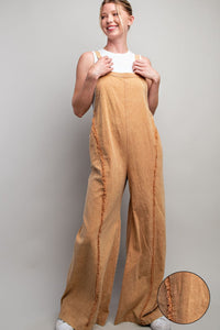 Mustard Mineral Washed Adjustable Jumpsuit