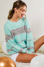 Blue Combo Tweed Color Block Sweater Top